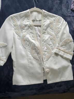 Ivory Embroidered Women's Blazer Jacket